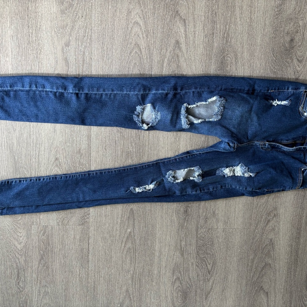 Fashion Nova Blue Skinny Distressed Jeans